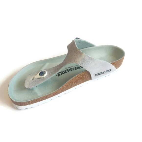 Birkenstock Womens Sz 7 Gizeh Vegan Sandals EU 38 Iridescent Matcha Regular Fit - Picture 4 of 11
